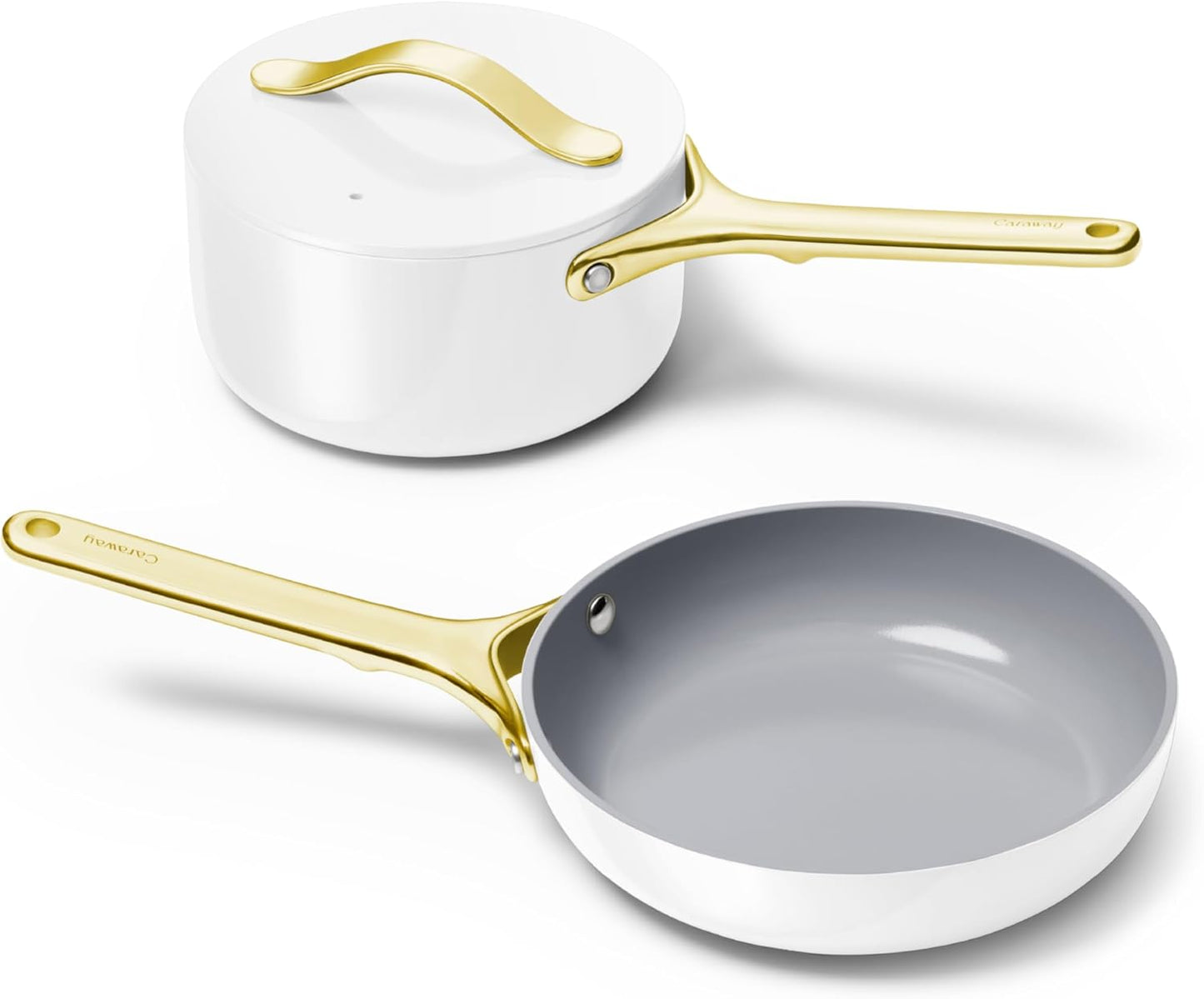 Mini Cookware Set - Non-Stick Ceramic Fry Pan (1.05 Qt, 8") & Sauce Pan (1.75 Qt) - Non Toxic, PTFE & PFOA Free - Oven Safe & Stovetop Agnostic (Gas, Electric & Induction) - Perracotta