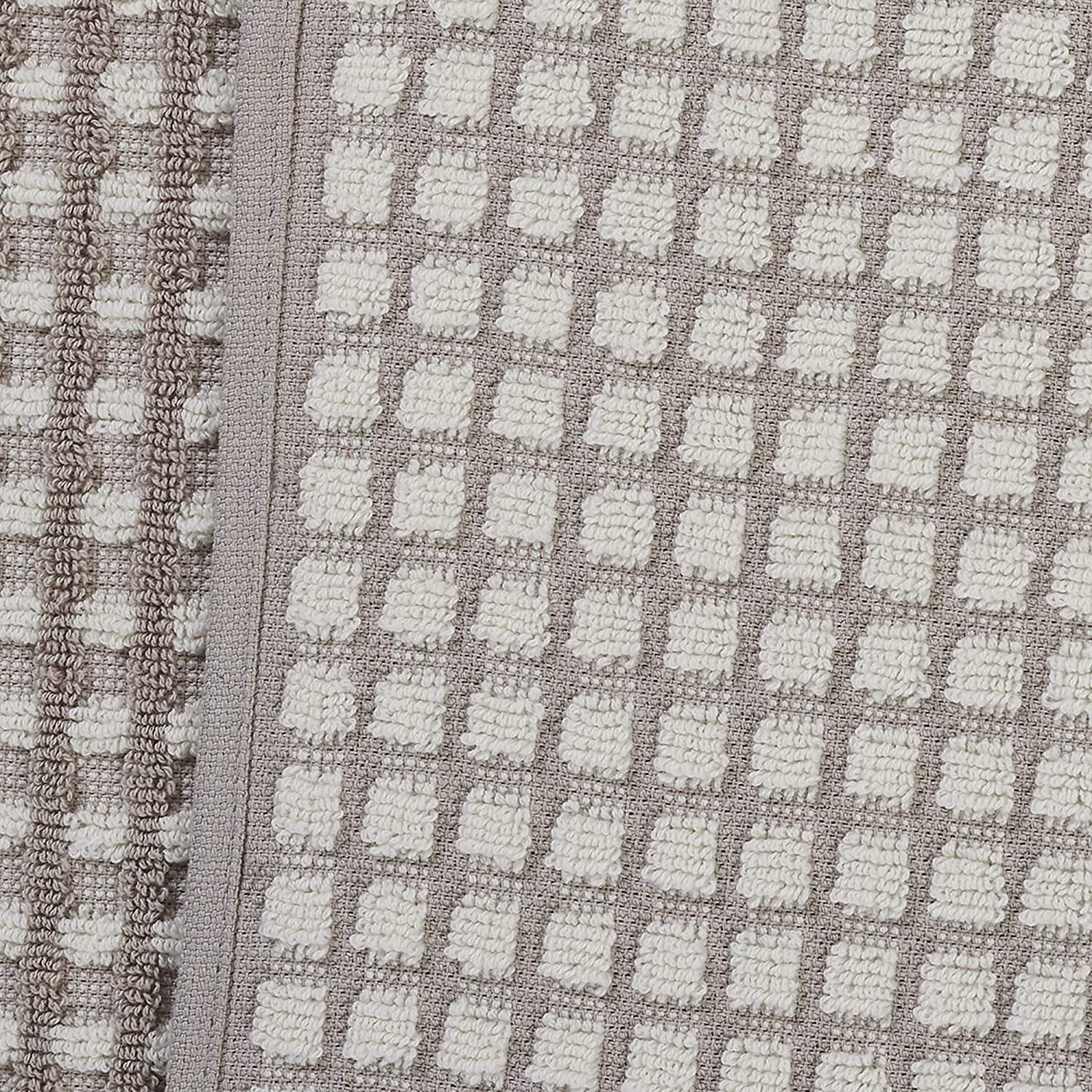 6-Piece 100% Combed Cotton Yarn Dyed Cobblestone Jacquard Towel Set Flax