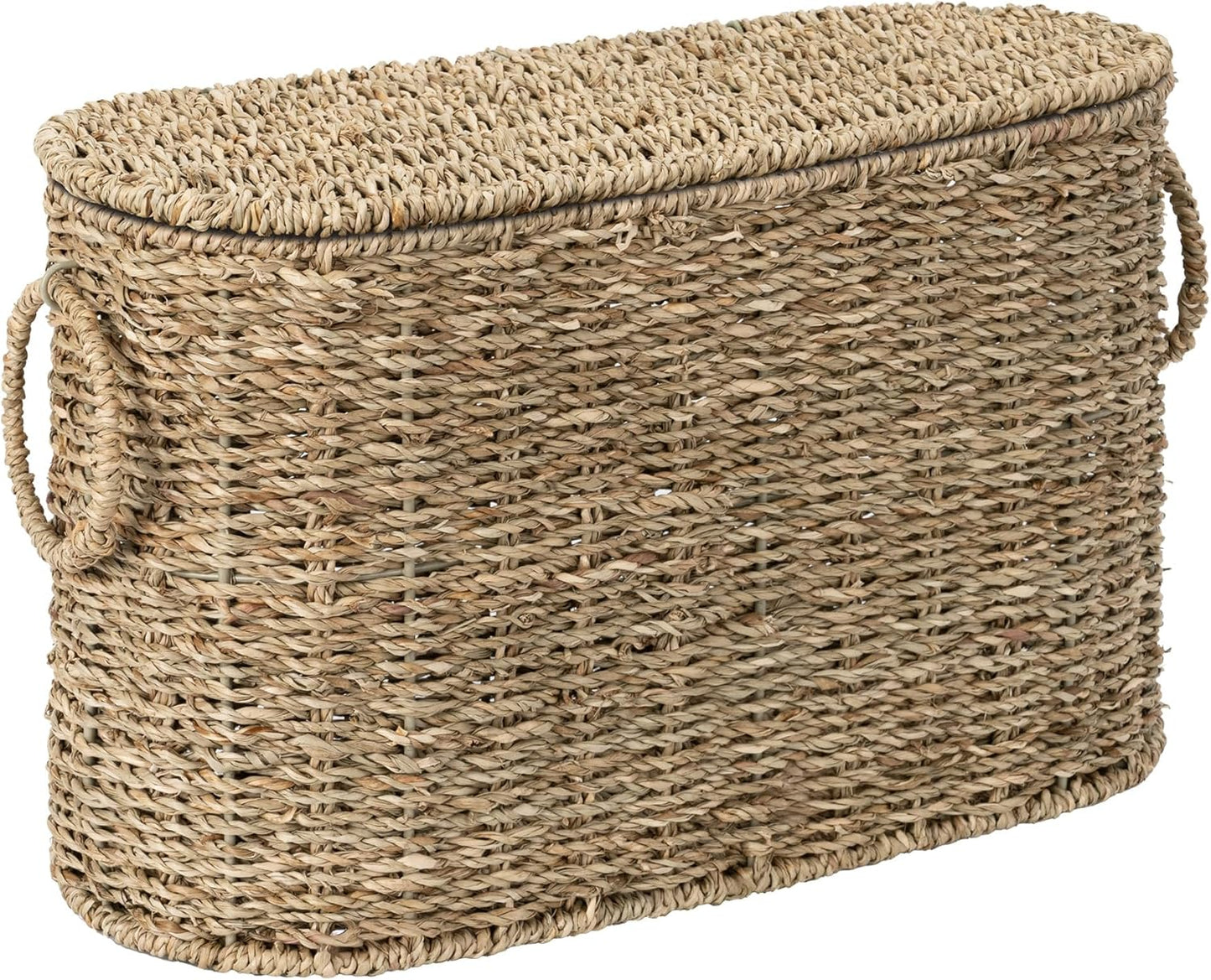 Toilet Paper Storage with Lid, Toilet Paper Storage Holder for 6 Regular Rolls, Wicker Basket for Bathroom, Natural Water Hyacinth