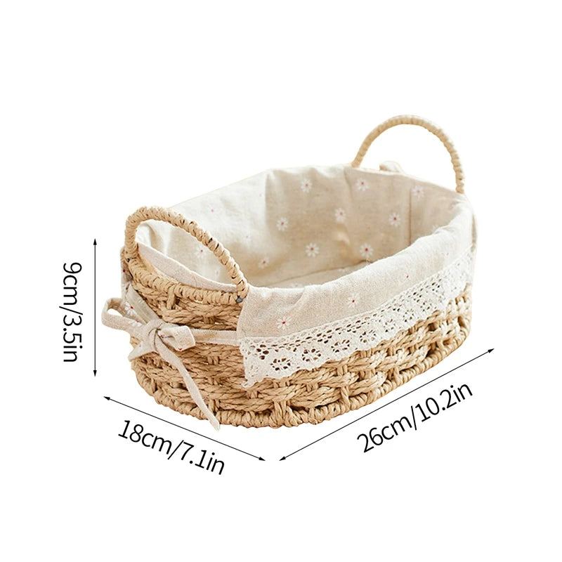 Woven Storage Baskets Wicker Basket for Gifts Kitchen Organizer Bathroom Organizing Baskets Desktop Organizer Container