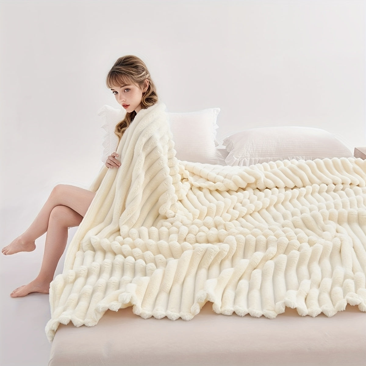 Striped Jacquard All-Season Polyester Blanket – Contemporary Design