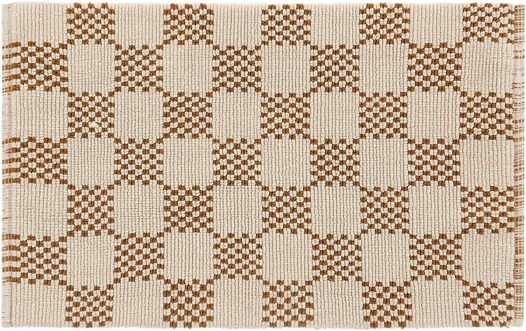 Bath Mat – Plush Cotton Non Slip Luxury Bathroom Rugs Washable – Soft Handmade Absorbent Bath Mat for Bathroom Floor, Vanity, or Tub-Side Use – Darby Biscuit 21X34