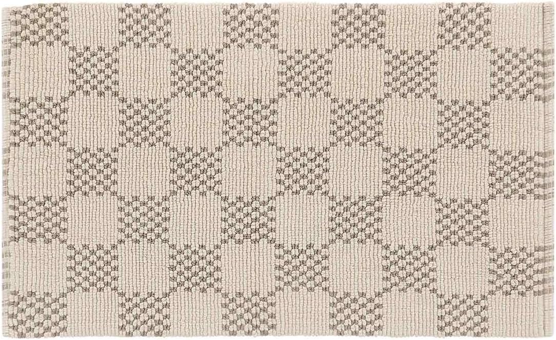 Bath Mat – Plush Cotton Non Slip Luxury Bathroom Rugs Washable – Soft Handmade Absorbent Bath Mat for Bathroom Floor, Vanity, or Tub-Side Use – Darby Biscuit 21X34