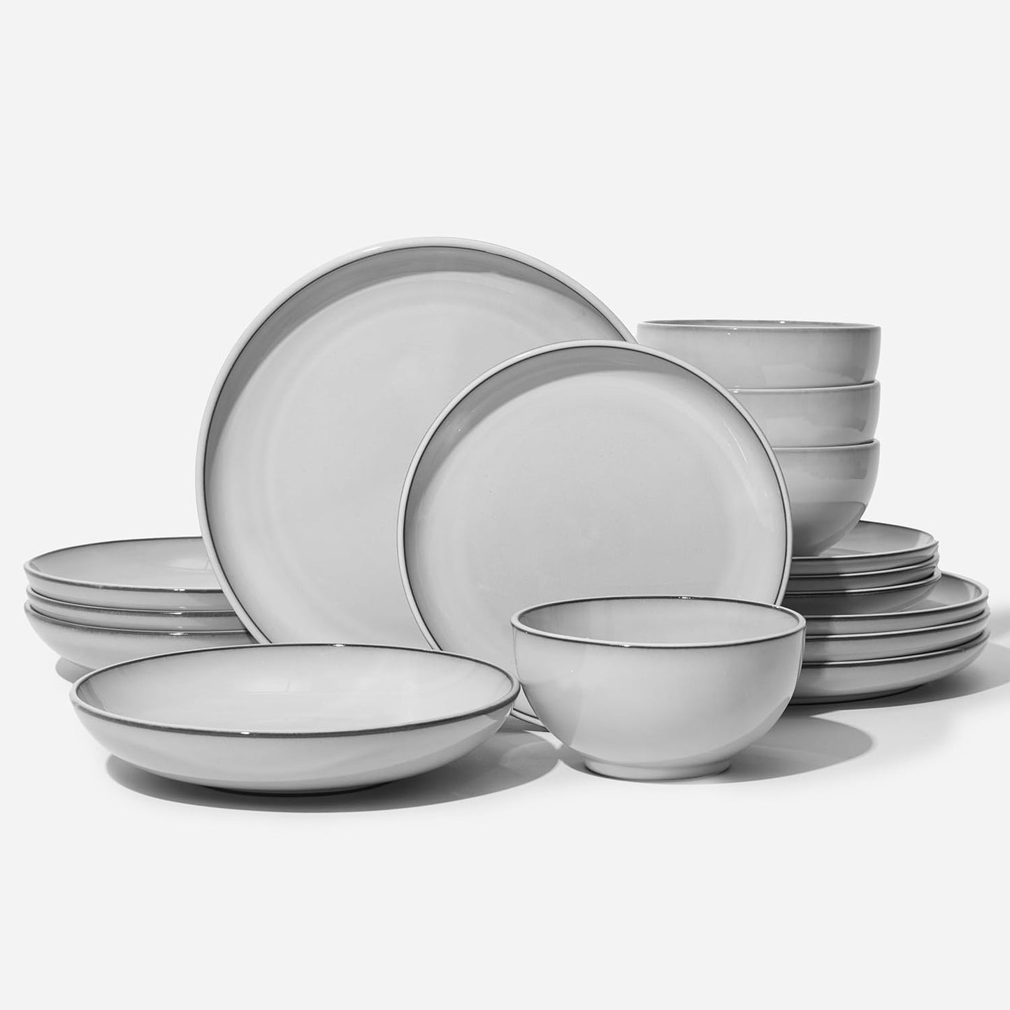 Stoneware Dinnerware Sets Service for 4, 12 Pcs Reactive Glaze Plates and Bowls Sets, Handmade Ceramic Dish Set, Highly Chip and Crack Resistant Modern Plate Set, Brown Green
