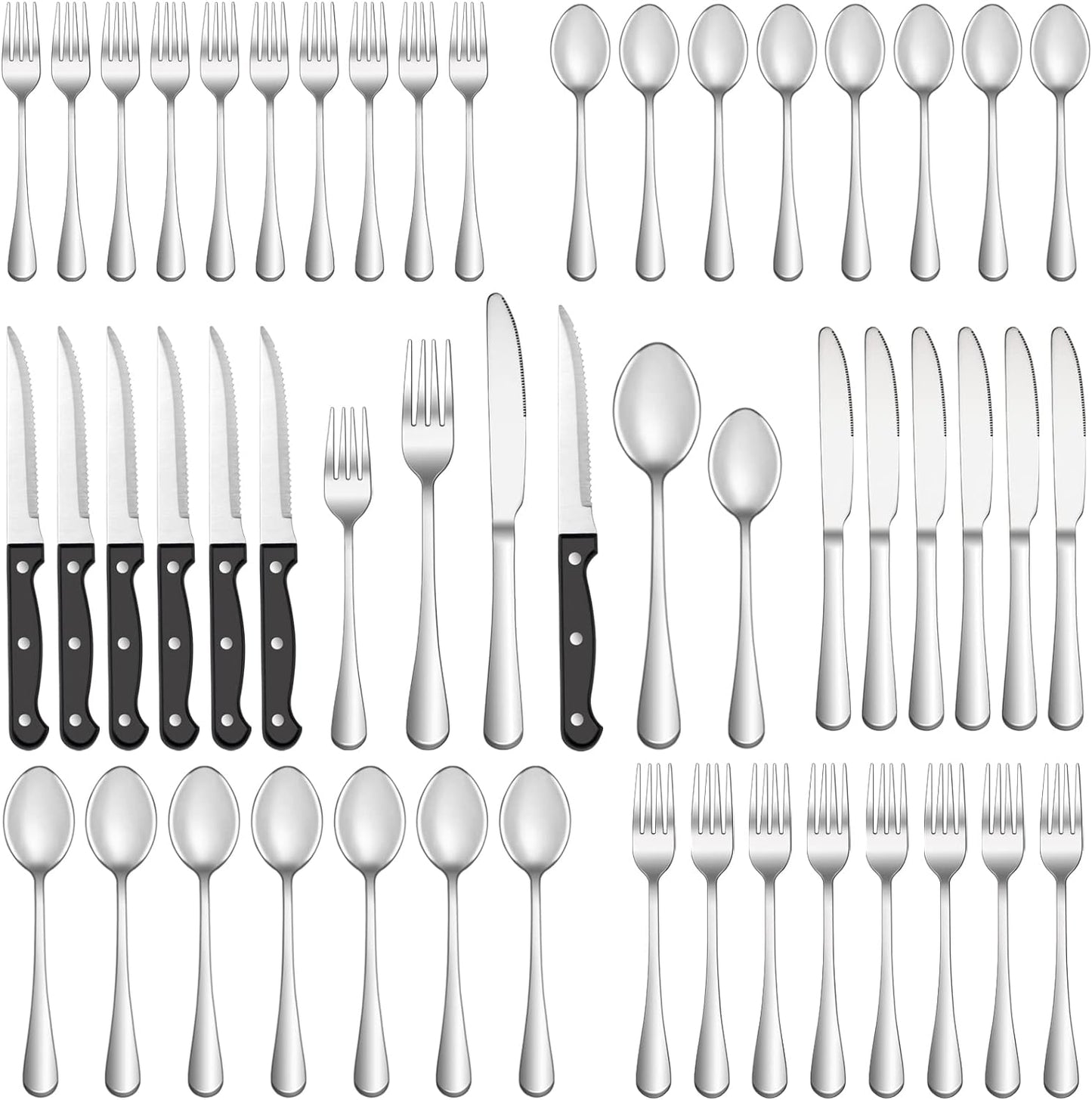 24 Pcs Silverware Set with Steak Knives Service for 4,Stainless Steel Flatware Set,Mirror Polished Cutlery Utensil Set,Home Kitchen Eating Tableware Set,Include Fork Knife Spoon Set,Dishwasher Safe