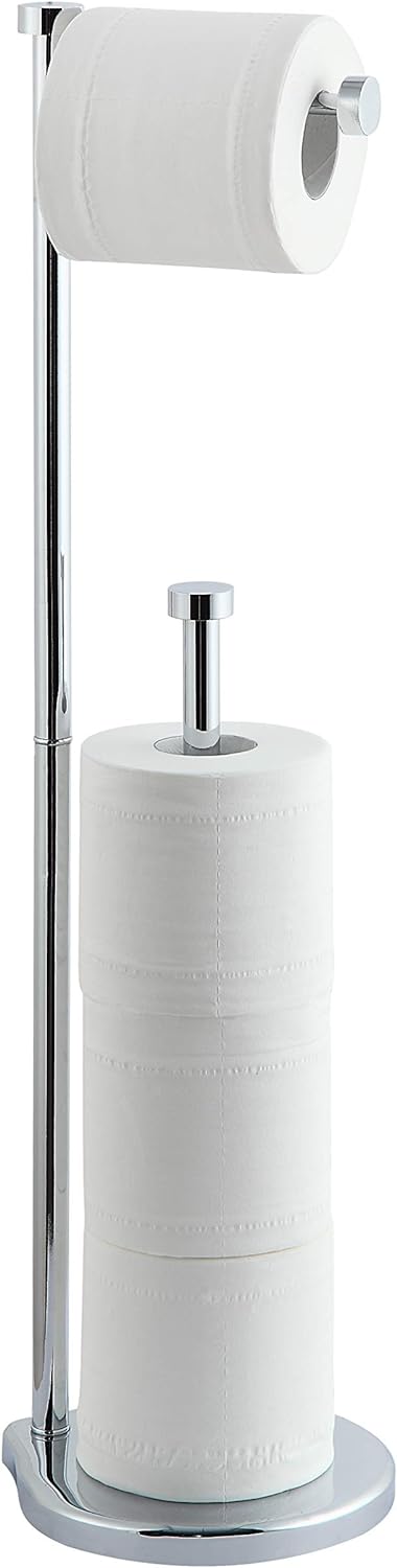 Free Standing Bathroom Toilet Paper Holder Stand with Reserve, Reserve Area Has Enough Space for Jumbo Roll