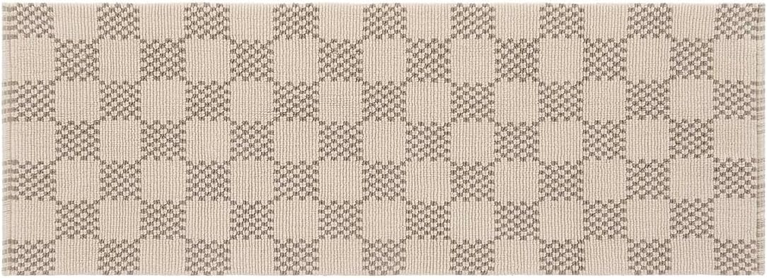 Bath Mat – Plush Cotton Non Slip Luxury Bathroom Rugs Washable – Soft Handmade Absorbent Bath Mat for Bathroom Floor, Vanity, or Tub-Side Use – Darby Biscuit 21X34