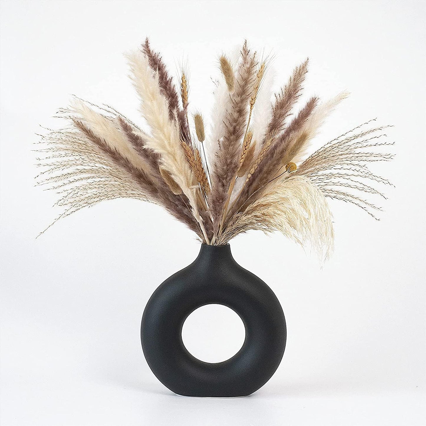Vases for Pampas Grass,2Pc Creative Vase Modern Home Decor,Handmade Vase White Ceramic Dried Flowers Crafts Ornaments for Office Home Deco Decoration,Vase Beige