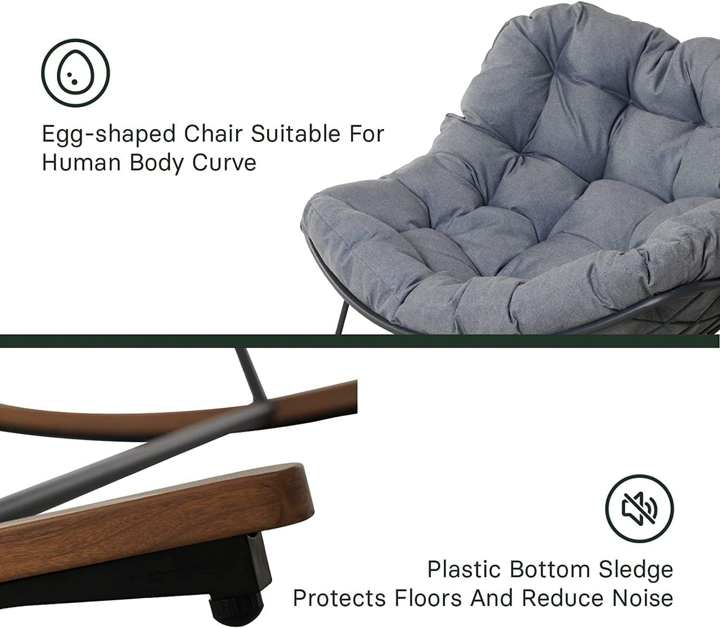 Cozy Rocker Chair for Patio & Porch – Gray