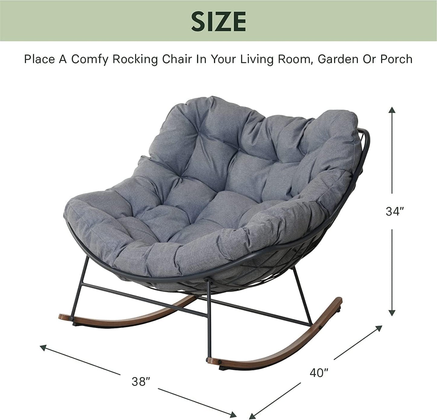 Cozy Rocker Chair for Patio & Porch – Gray
