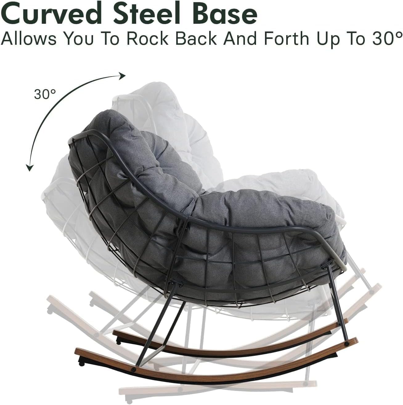 Cozy Rocker Chair for Patio & Porch – Gray