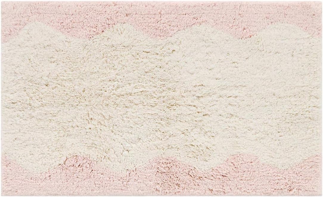 Bath Mat – Plush Cotton Non Slip Luxury Bathroom Rugs Washable – Soft Handmade Absorbent Bath Mat for Bathroom Floor, Vanity, or Tub-Side Use – Darby Biscuit 21X34