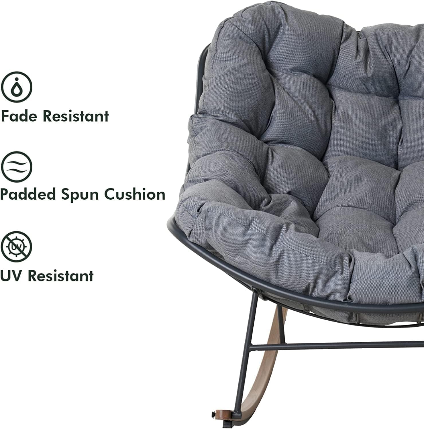 Cozy Rocker Chair for Patio & Porch – Gray