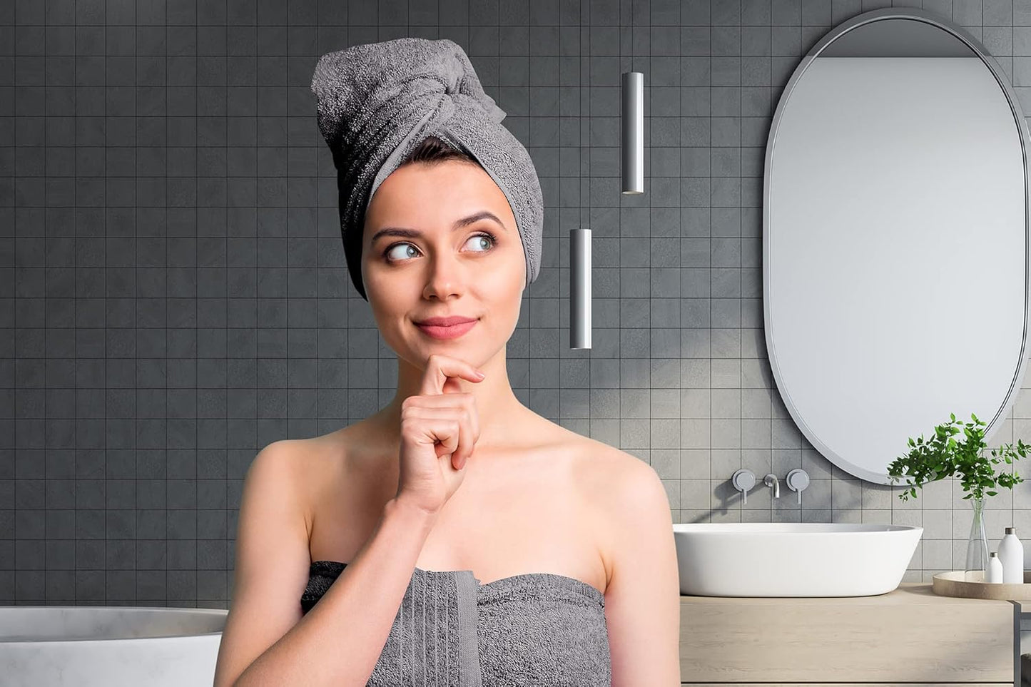 Pack of 4 Extra Large Bath Towels 30 X 60 Inches, 100% Cotton, Larger & Lighter Weight, Quicker to Dry, Super Soft and Absorbent, Perfect for Bathroom, Dark Grey