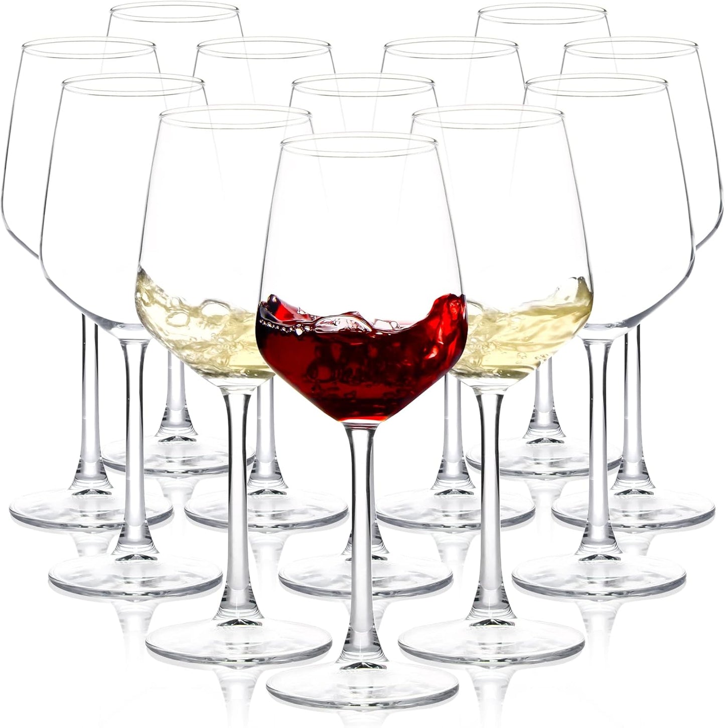 Wine Glasses Set of 8, 12Oz Clear Red/White, Long Stem Wine Glasses for Party, Wedding and Home