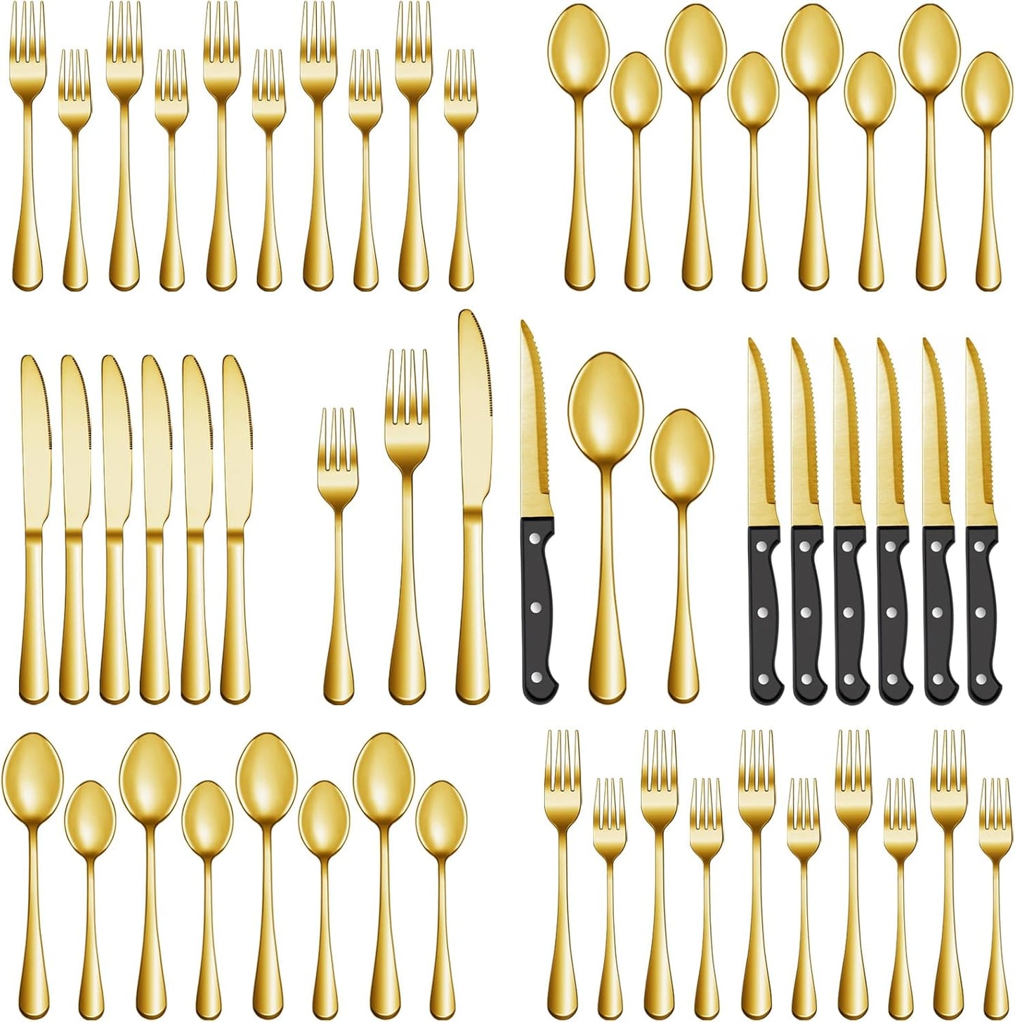 24 Pcs Silverware Set with Steak Knives Service for 4,Stainless Steel Flatware Set,Mirror Polished Cutlery Utensil Set,Home Kitchen Eating Tableware Set,Include Fork Knife Spoon Set,Dishwasher Safe