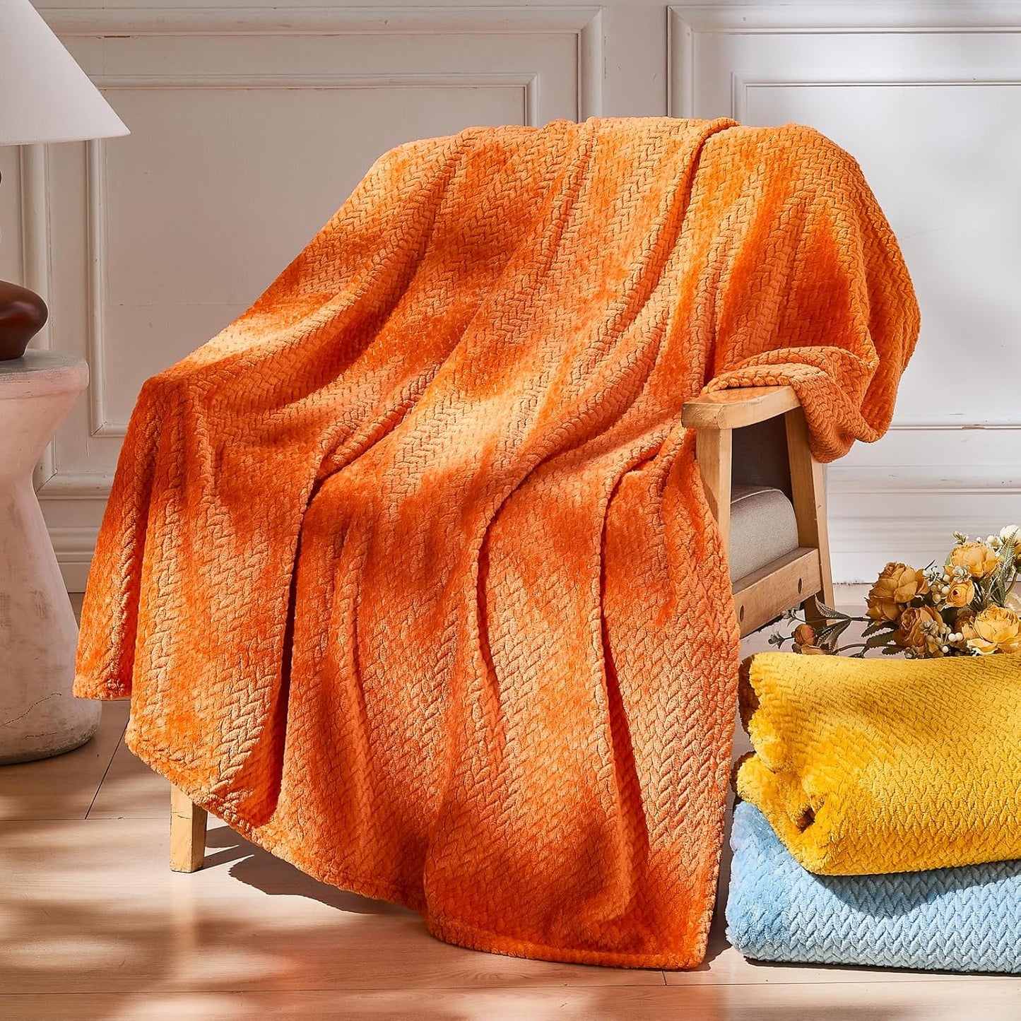 Super Soft Throw Blanket Sage Green Premium Silky Flannel Fleece Leaves Pattern Lightweight Bed Blanket All Season Use (Sage Green, Throw(50"X60"))