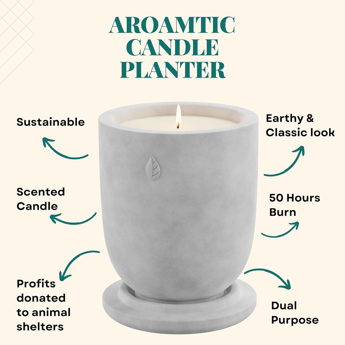 Concrete Cement Candle Planter - Aromatherapy, Soy Candle & Dual Purpose Jar Candles, Strong Gift Candles - Grey Lavender