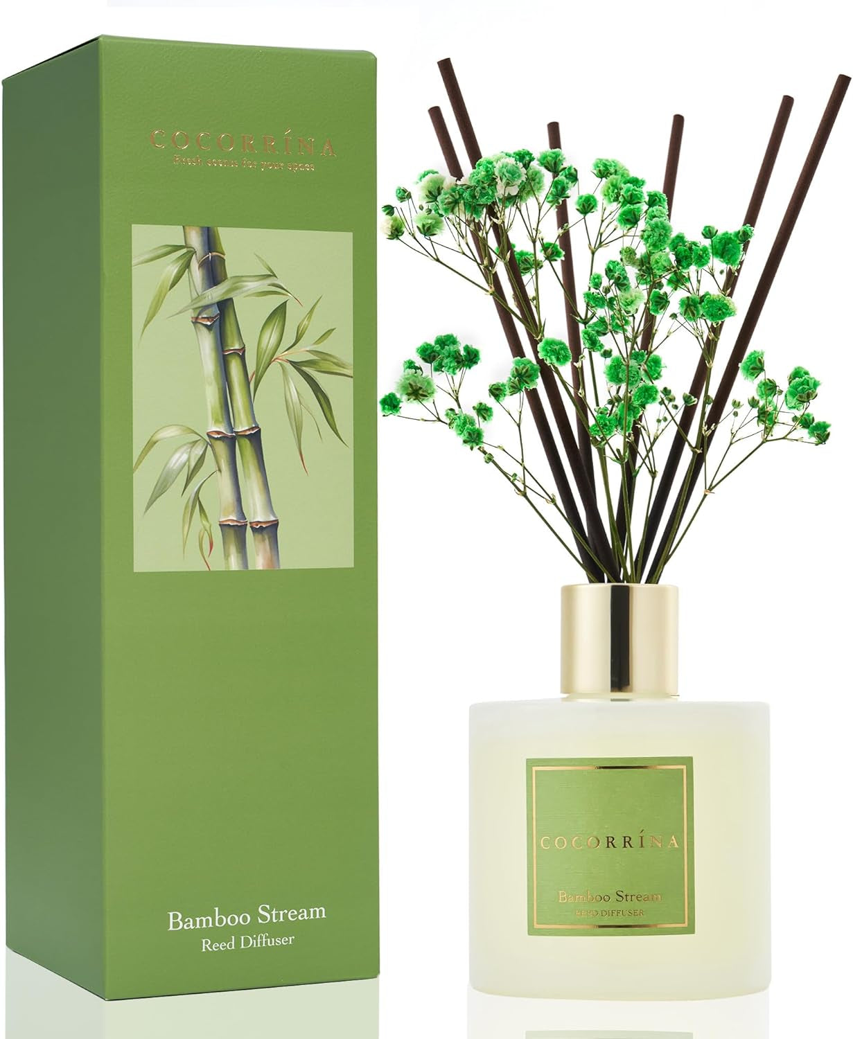 Reed Diffuser Set, 6.7 Oz Clean Linen Scented Diffuser with Sticks Home Fragrance Reed Diffuser for Bathroom Shelf Decor