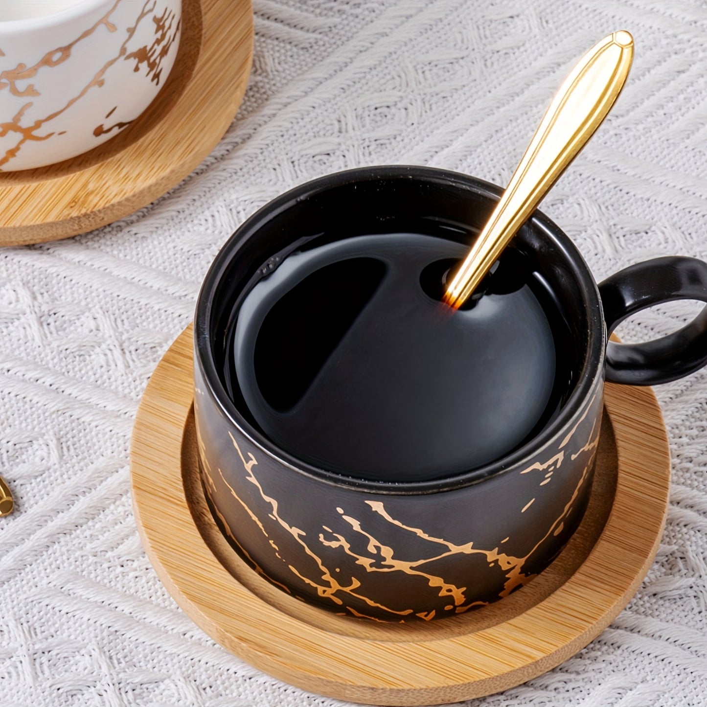 Marble Ceramic Mug Set – Insulated Holiday Coffee Cup