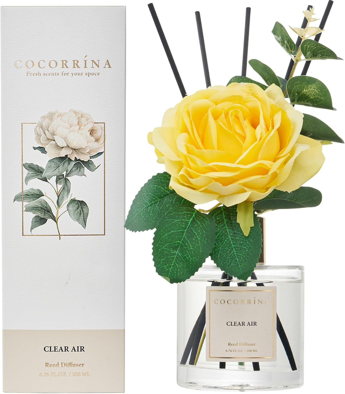 Reed Diffuser Set, 6.7 Oz Clean Linen Scented Diffuser with Sticks Home Fragrance Reed Diffuser for Bathroom Shelf Decor