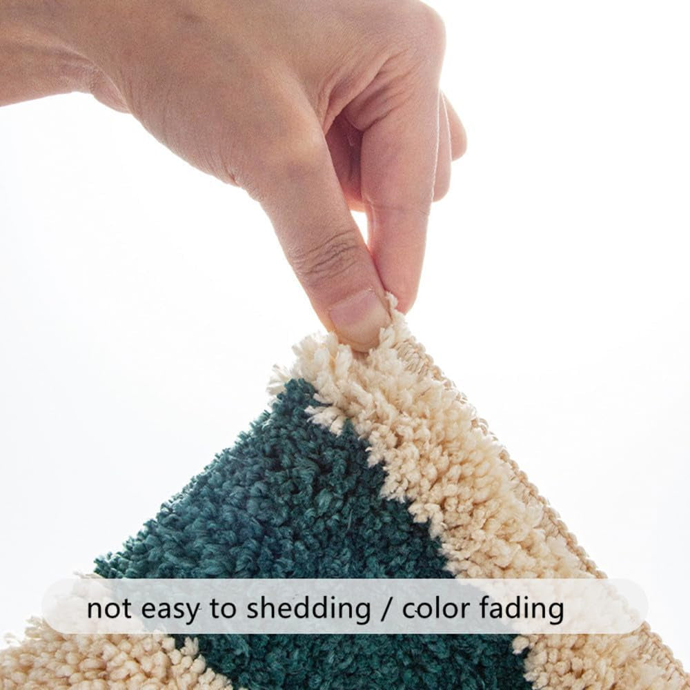 Green Beige Bath Rugs for Bathroom, Take It off Bath Mats Non Slip Water Absorbent Bathtub Shower Toilet Floor Mat, Cozy Microfiber Fluffy Bathroom Mats Decor Machine Washable 20X31.5 Inch