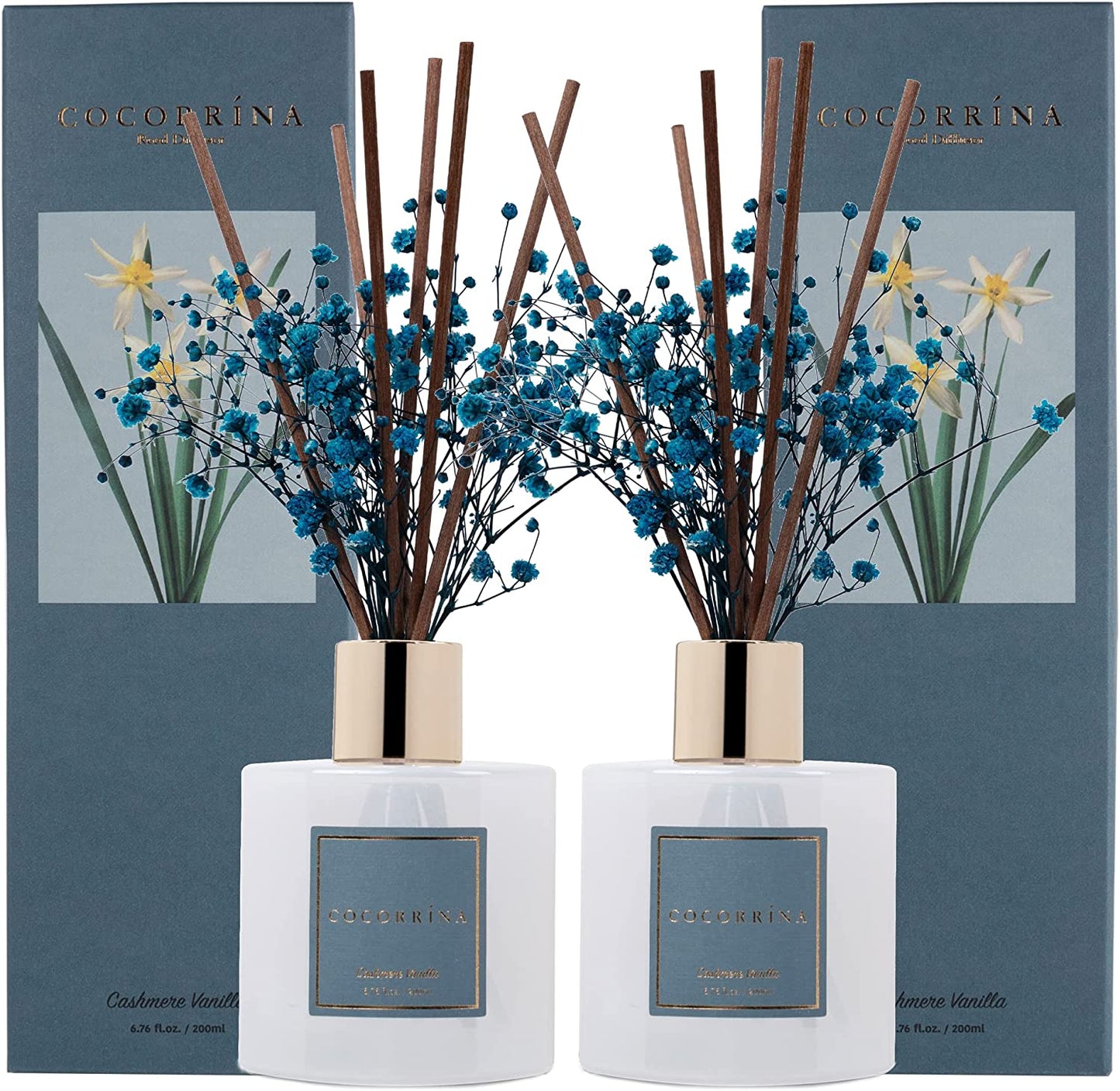 Reed Diffuser Set, 6.7 Oz Clean Linen Scented Diffuser with Sticks Home Fragrance Reed Diffuser for Bathroom Shelf Decor