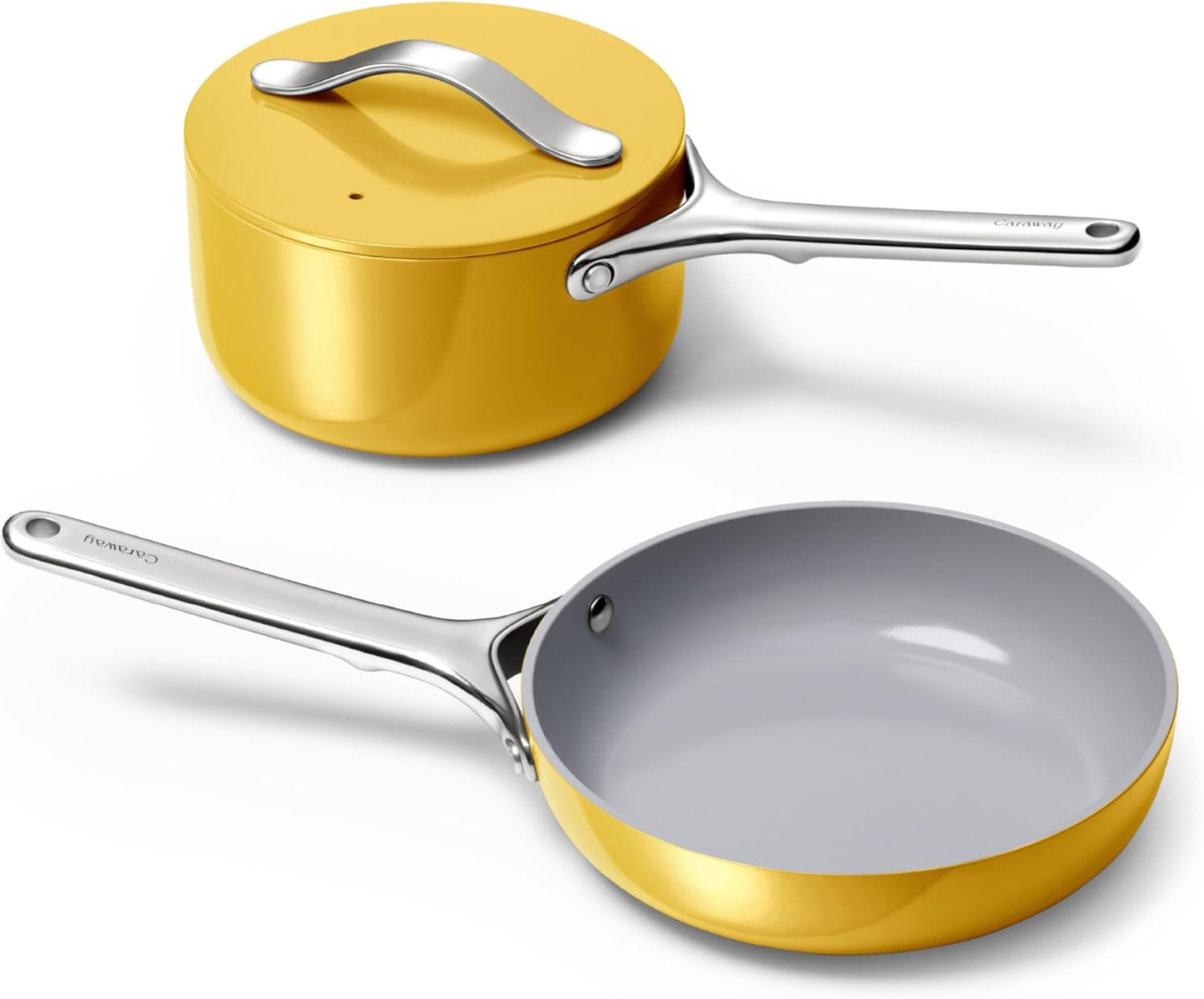 Mini Cookware Set - Non-Stick Ceramic Fry Pan (1.05 Qt, 8") & Sauce Pan (1.75 Qt) - Non Toxic, PTFE & PFOA Free - Oven Safe & Stovetop Agnostic (Gas, Electric & Induction) - Perracotta