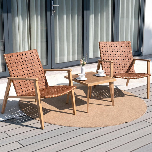 3 Piece Patio Bistro Set, Outdoor Conversation Chair Sets with Coffee Table, Patio Furniture Set for Porch Backyard Balcony Park Deck Poolside