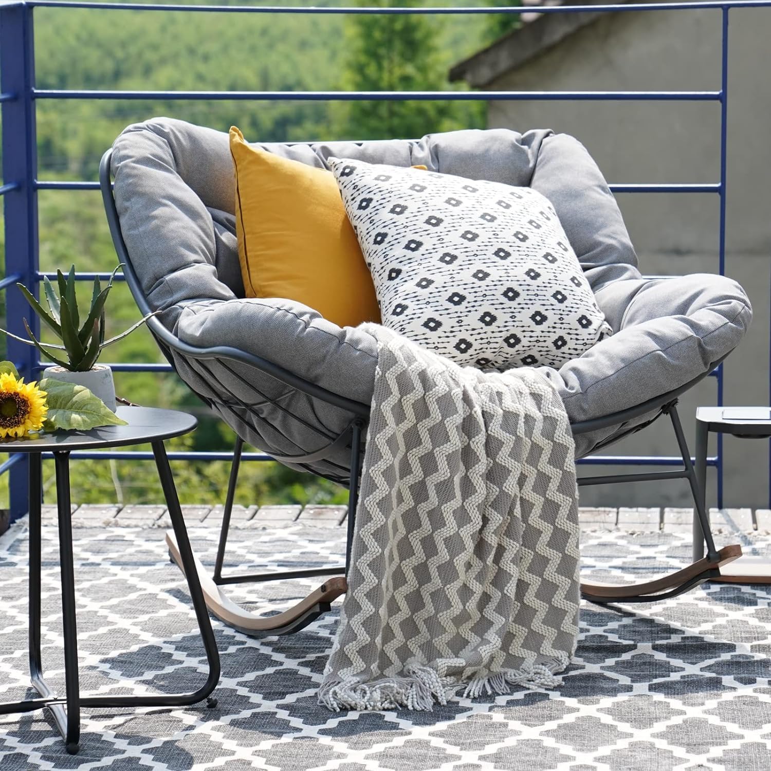 Cozy Rocker Chair for Patio & Porch – Gray