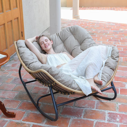 Egg-Shaped Rocking Chair – Rattan Lounge for Indoor & Outdoor