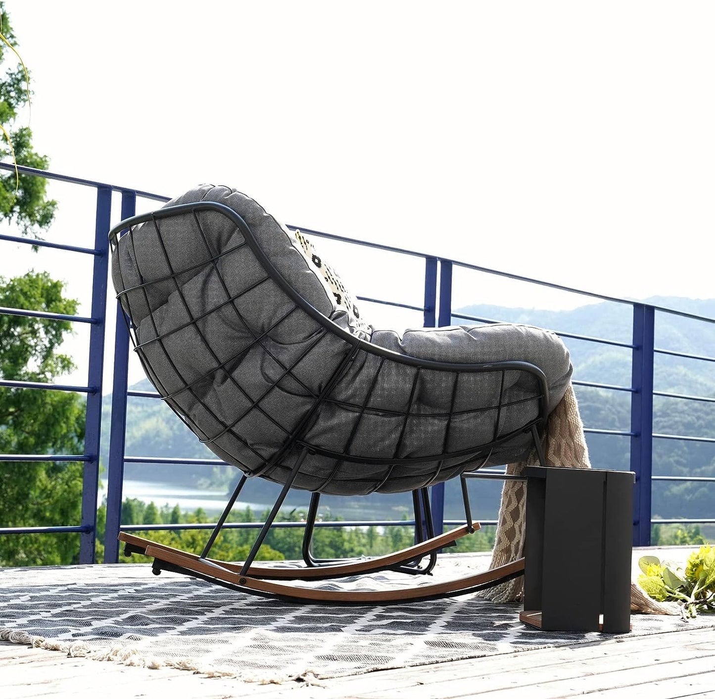 Cozy Rocker Chair for Patio & Porch – Gray