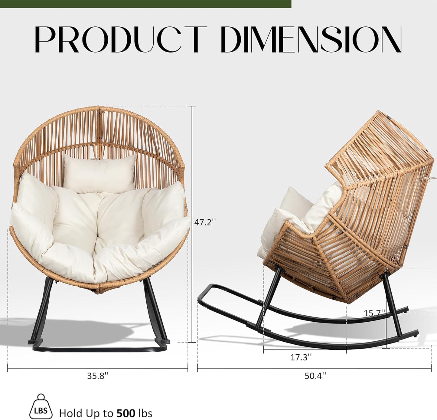 Outdoor Egg Rocker Chair with Cushion – Patio, Balcony & Living Room Use