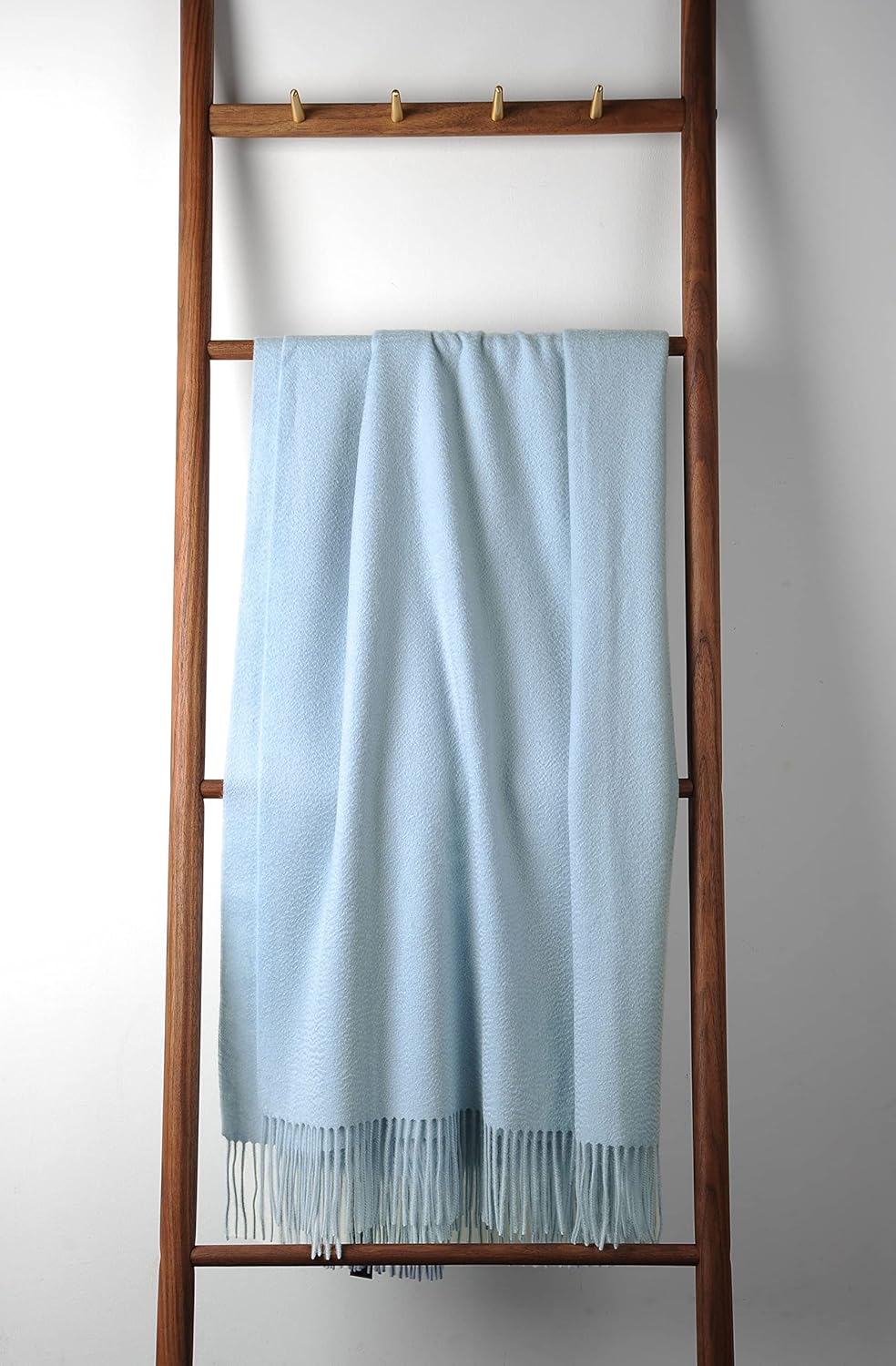 100% Pure Cashmere Throw Blanket for Sofa, Classic Design with Gift Box (Baby Blue)