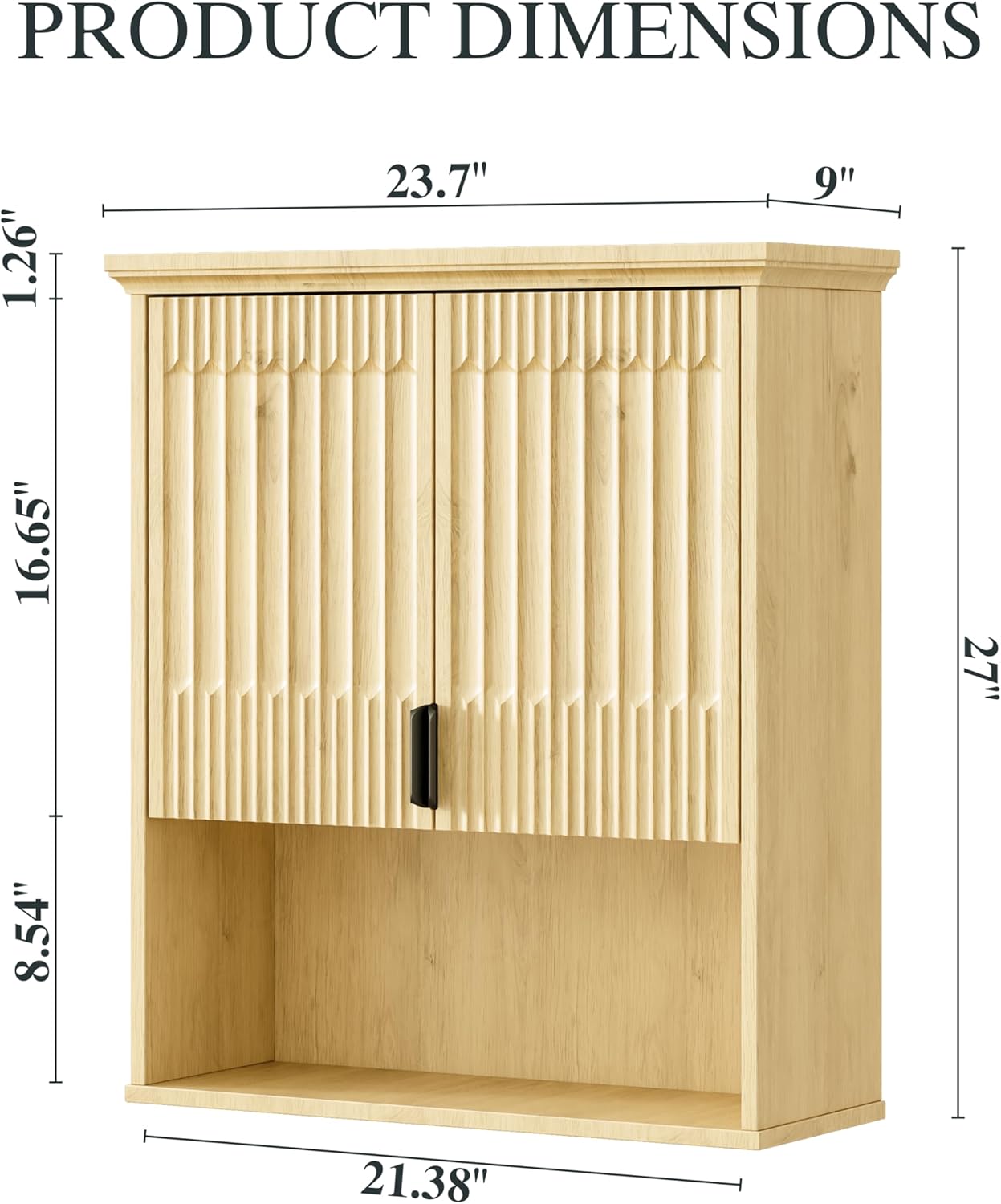 Wall Mounted Cabinet, Modern Medicine Cabinets with Fluted Doors and Adjustable Shelf over the Toilet Storage Organizer