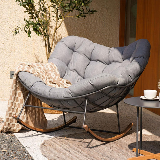 Cozy Rocker Chair for Patio & Porch – Gray