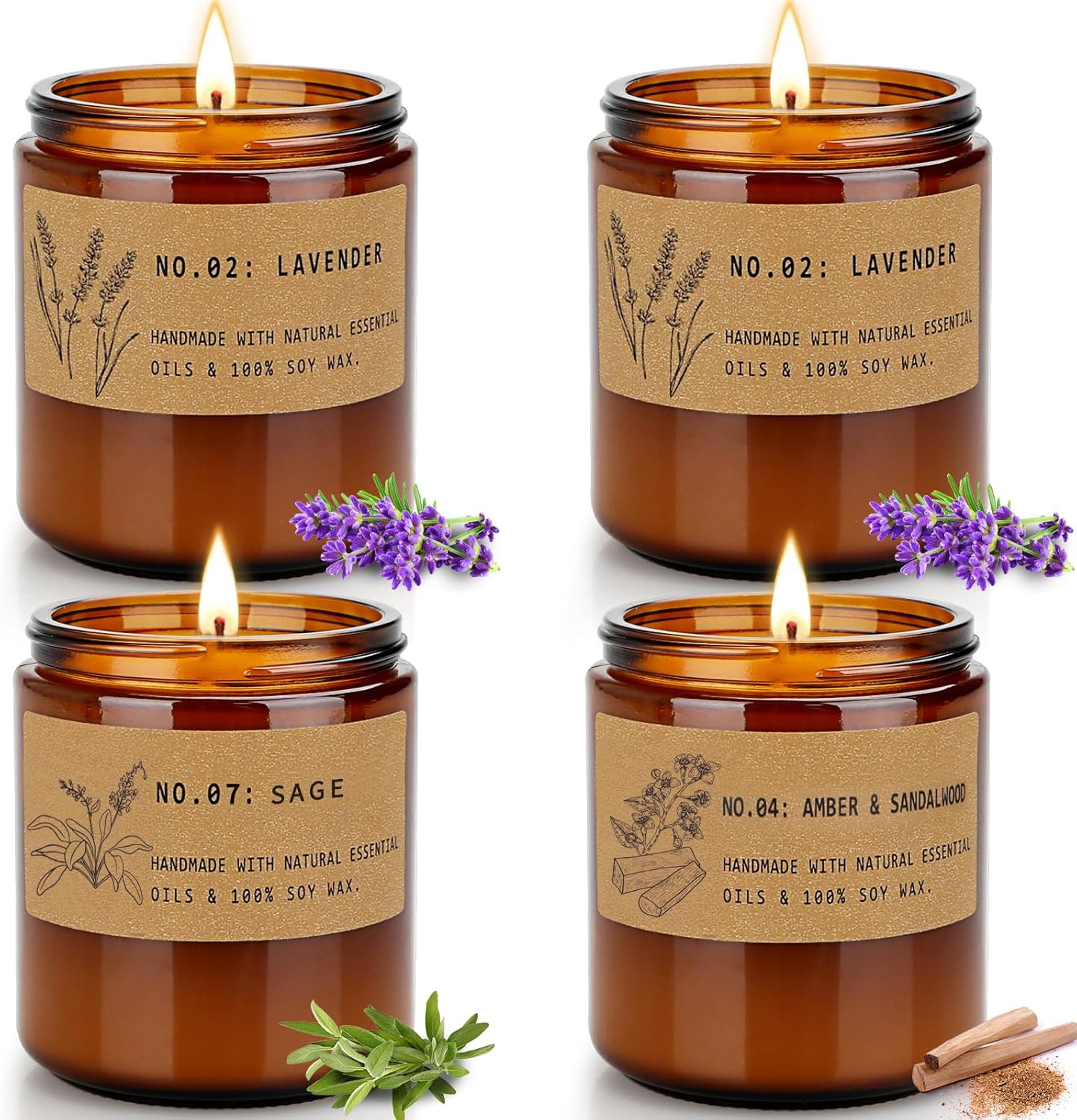 Holiday Candle Gift Set – Cinnamon Pumpkin, Apple Vanilla, Orange Jasmine Coconut, Cedarwood Spice – Long Lasting Soy Candles for Home, Thanksgiving & Christmas Gifts for Women