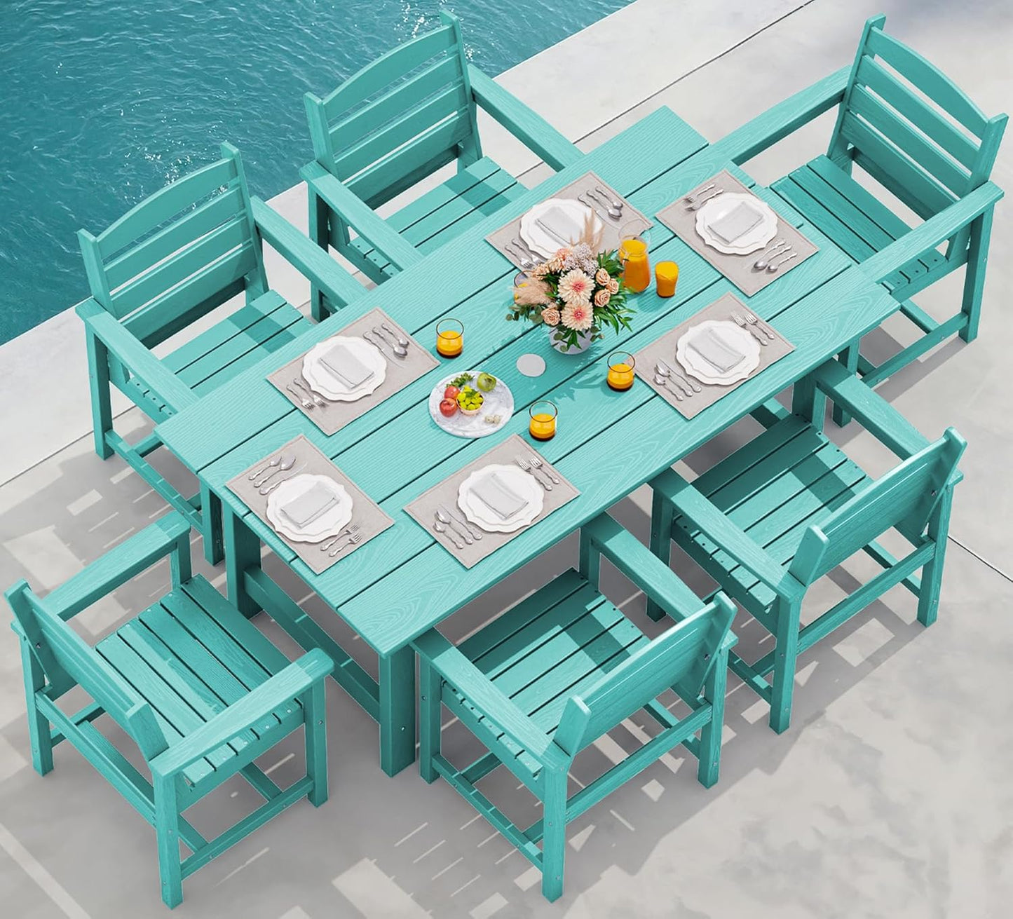 Patio Dining Table Sets 5-Piece, Outdoor HDPE Dining Furniture Set with Umbrella Hole Cut-Out Table and 4 Chairs, All Weather Dining Set for Lawn, Garden, Backyard, Poolside, Black