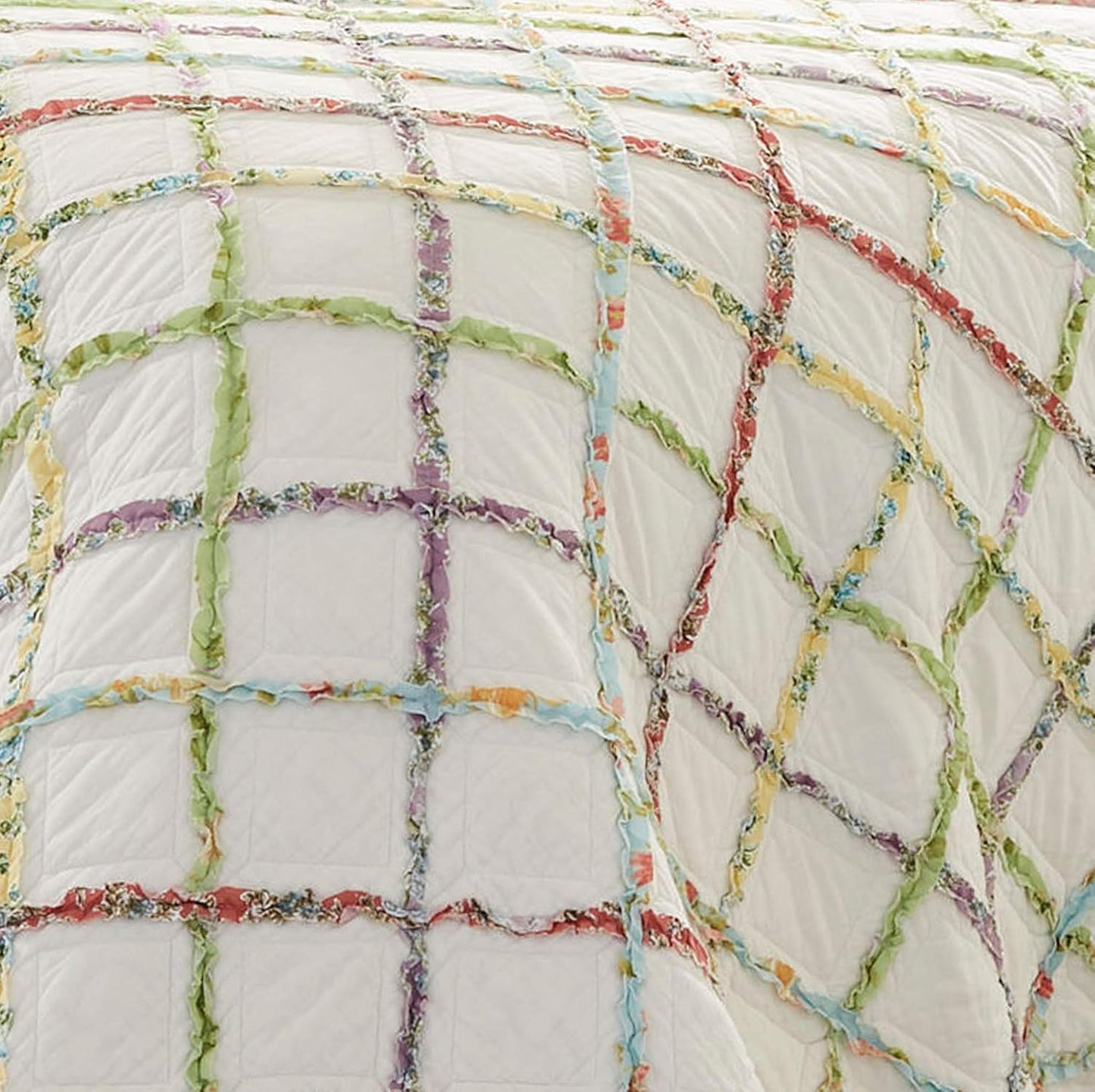 Home Ruffle Garden Collection Quilt-100% Cotton, Ultra Soft, All Season Bedding, Reversible Stylish Coverlet, Twin, Cream