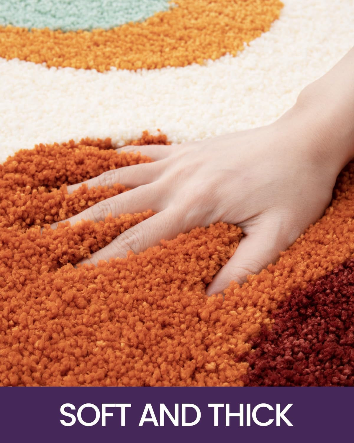 Bathroom Rug Washable, 17X30 Non Slip Bath Mat Absorbent, Soft Plush Microfiber Bathmat Quick Dry for Shower Floor, Colorful