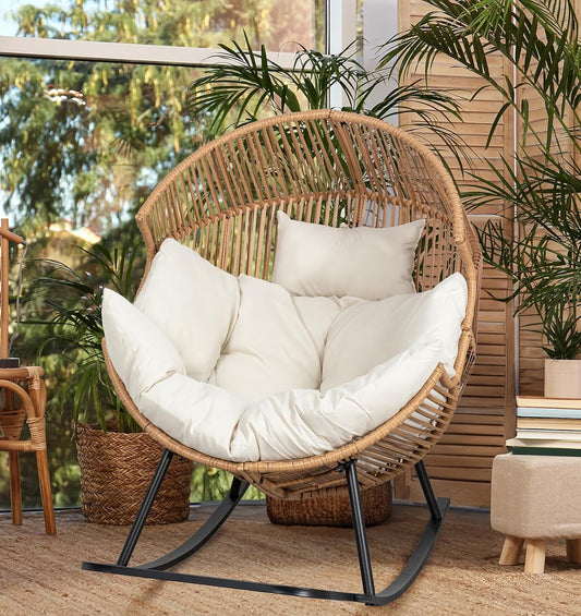 Outdoor Egg Rocker Chair with Cushion – Patio, Balcony & Living Room Use
