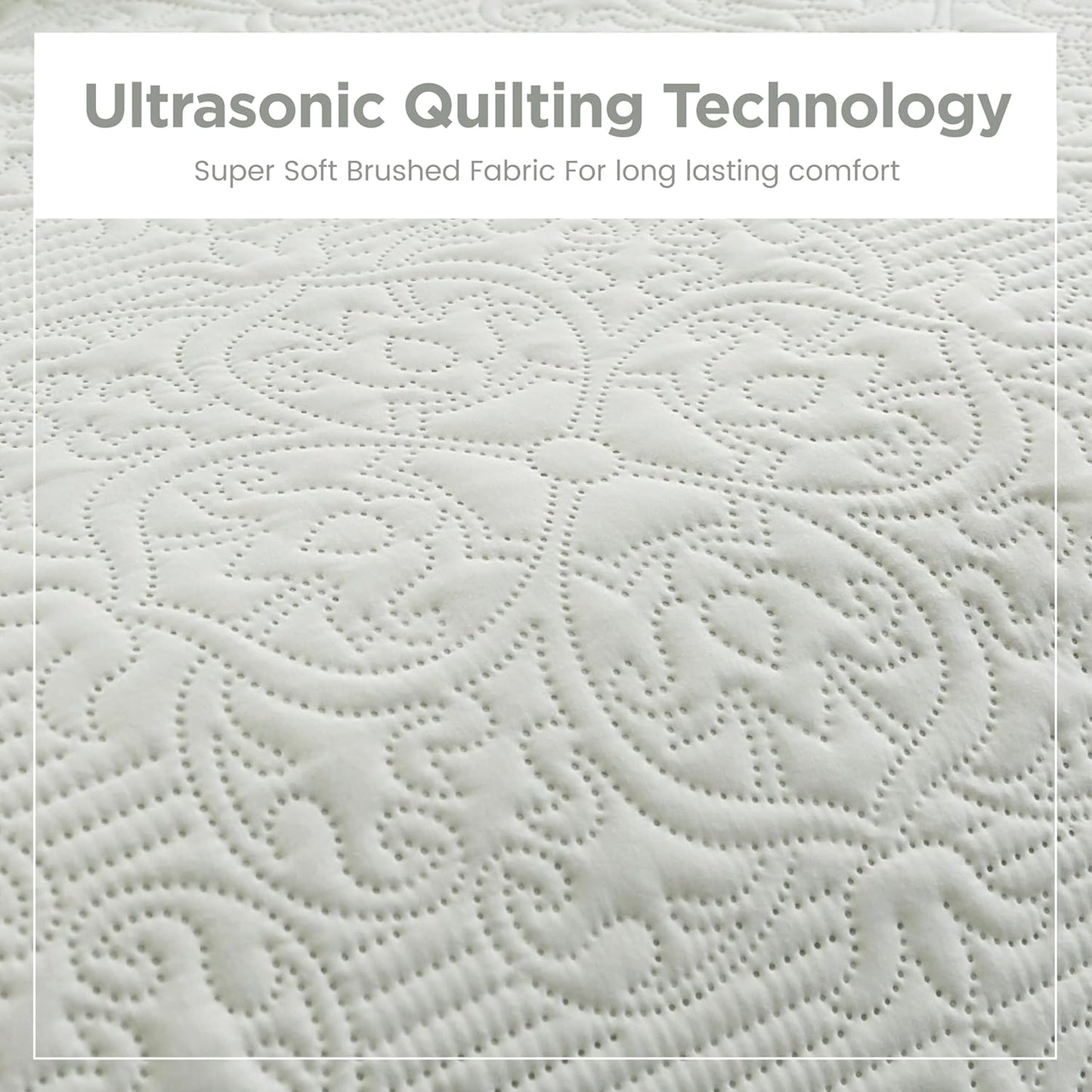Bed Quilt Bedspread Coverlet - Reversible, Lightweight - Queen Size, Ivory