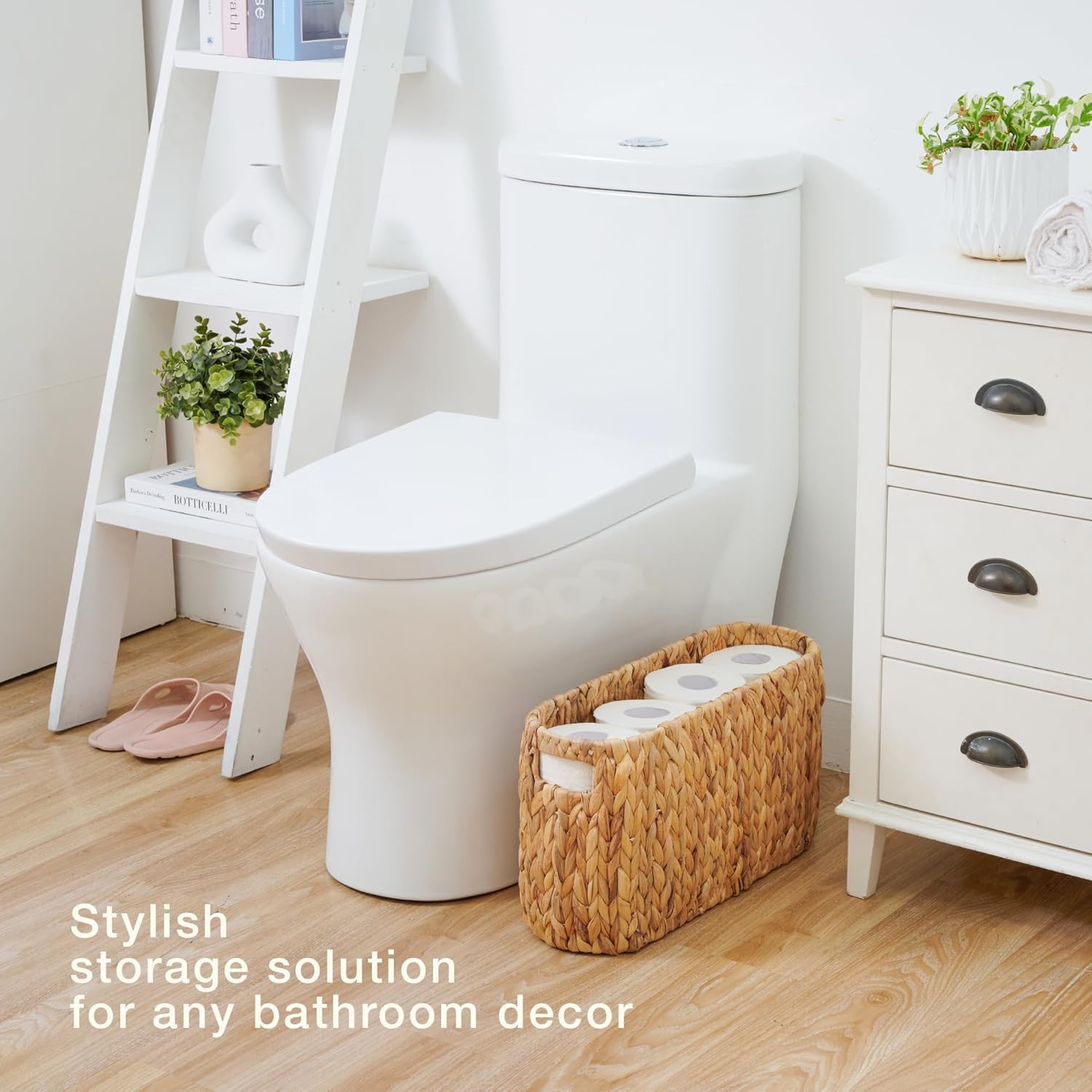 Toilet Paper Storage Basket, Toilet Paper Holder with Storage for up to 8 Rolls, Coastal Bathroom Decor, Rattan Bathroom Accessories