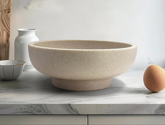 Large Decorative Bowl, Fruit Bowl for Kitchen Counter, Modern Resin Bowl for Home Decor, Key Holder for Entry Table, Sand Beige