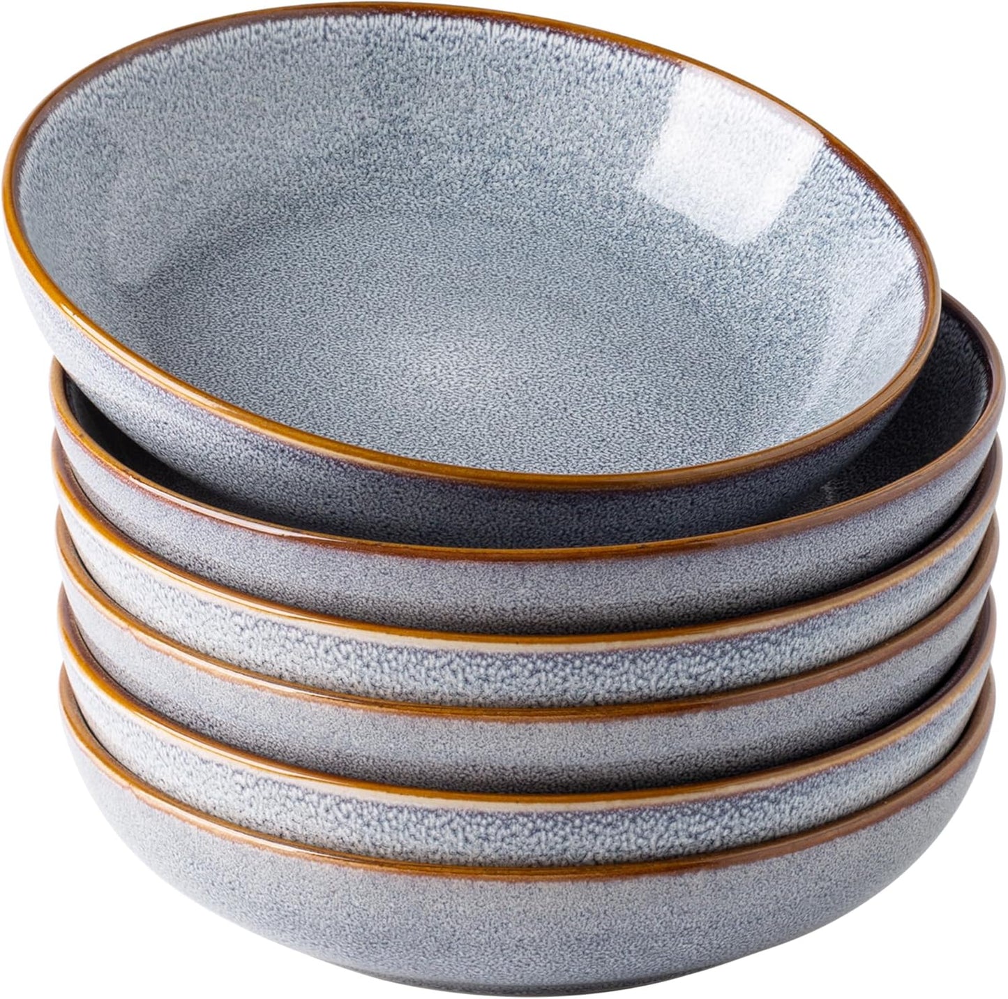 8.5'' Large Pasta Bowls, 36Oz Stoneware Wide Serving Bowls Set of 4 for Kitchen for Salad,Fruit,Oatmeal, Microwave Safe, Reactive Glaze