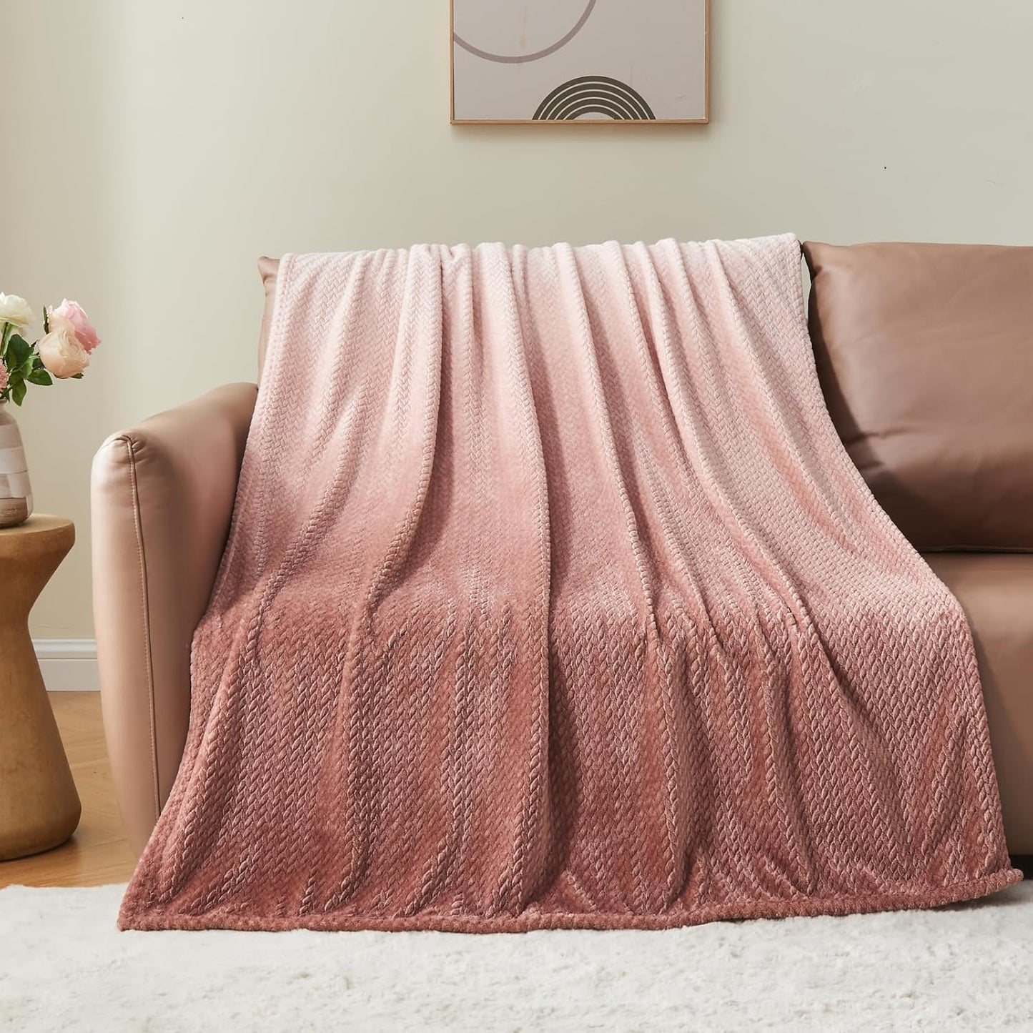 Super Soft Throw Blanket Sage Green Premium Silky Flannel Fleece Leaves Pattern Lightweight Bed Blanket All Season Use (Sage Green, Throw(50"X60"))