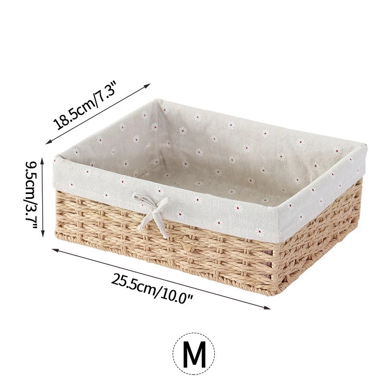 Woven Storage Baskets Wicker Basket for Gifts Kitchen Organizer Bathroom Organizing Baskets Desktop Organizer Container