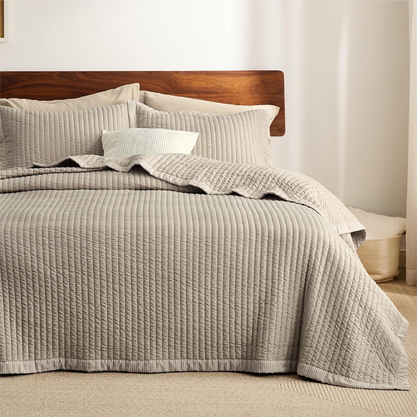 Quilts Queen Size - Queen Quilt Bedding Set Bedspread Coverlet Comforter, Lightweight Corduroy Pattern Bedspread, 3-Piece Set with 90"X96" Coverlet & 2 Pillow Shams, All-Season Soft Microfiber