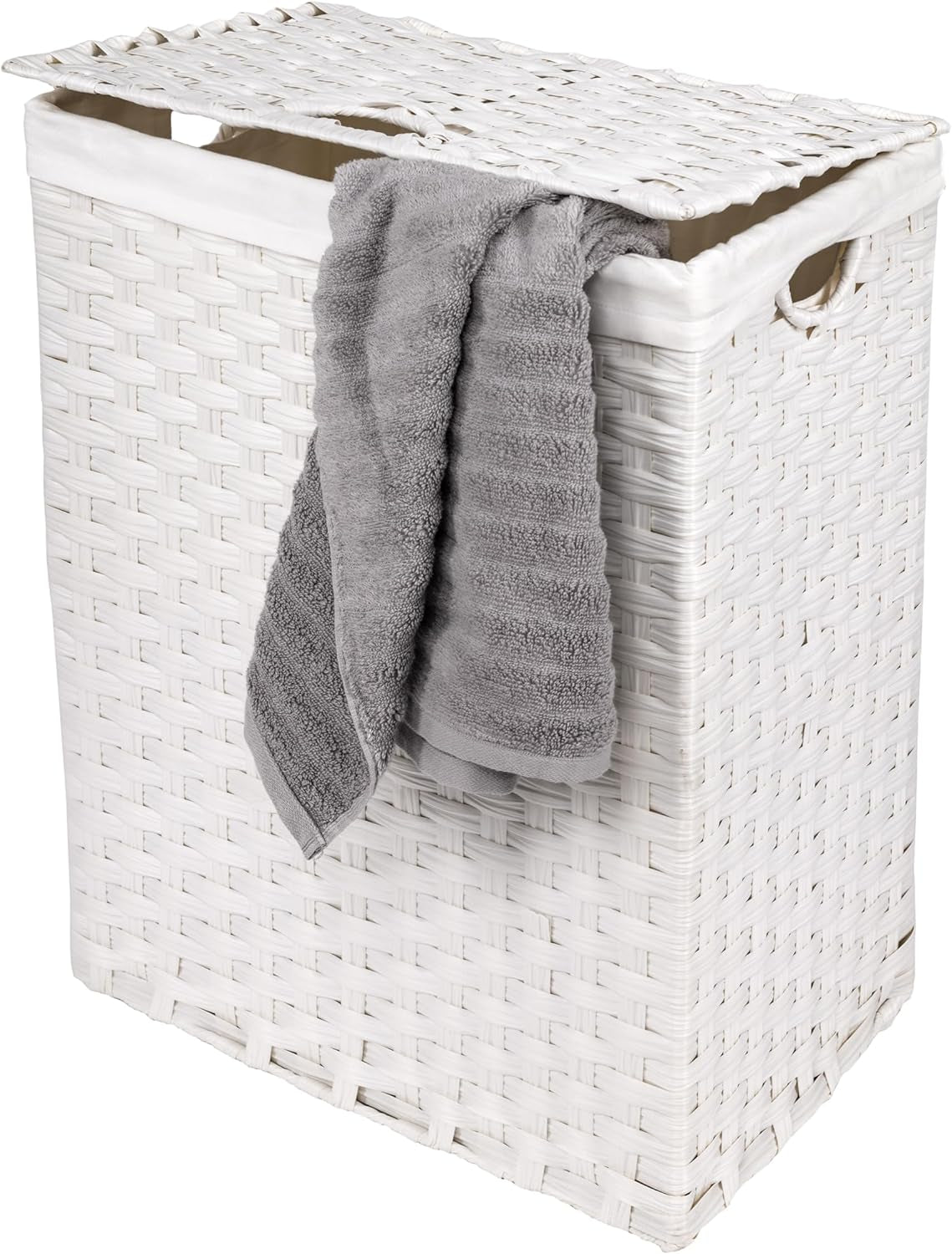 Premium Handwoven Portable Laundry Bin Basket with Carrying Handles, Household Storage for Clothes, Linens, Sheets, Mocha Brown, Oval Hamper