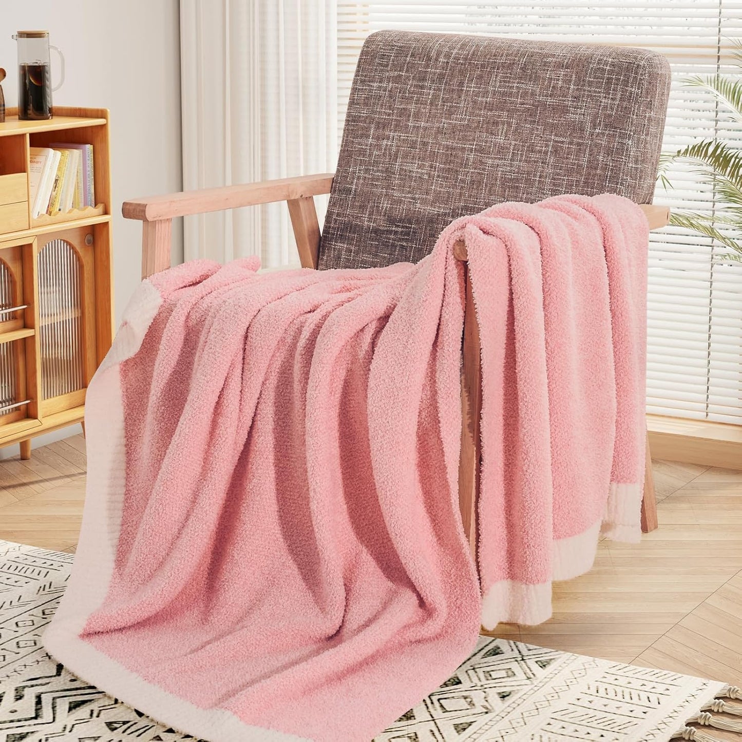 Soft Throw Blankets for Couch, Reversible Warm Blankets Cozy Knit Blanket for Women, Fuzzy Plush Lightweight Throws for Sofa, Bed, Picnic, Black 50 X 60 Inches